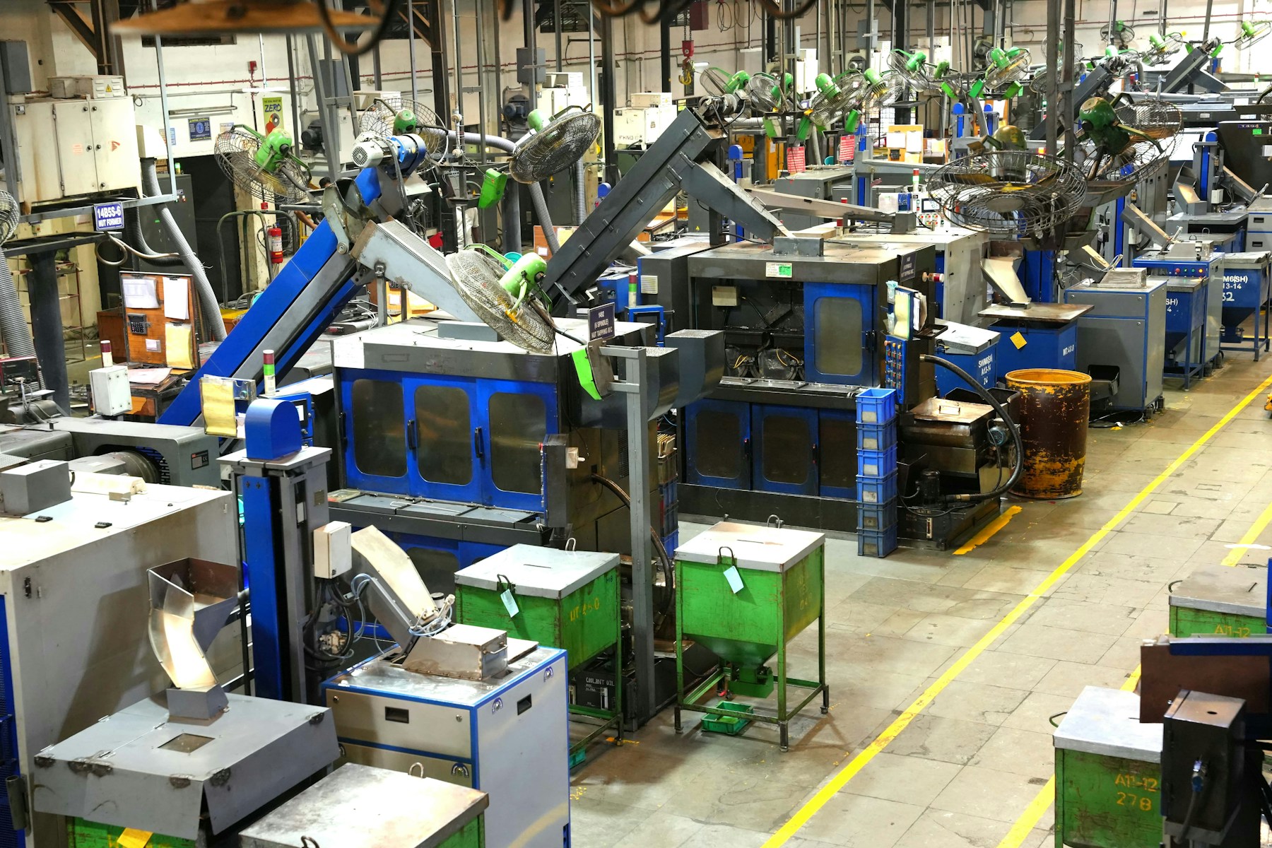 Modern industrial production floor with manufacturing equipment